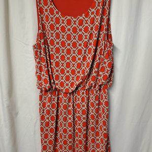 Cremieux Dress L Red & White Sleeveless Dress
